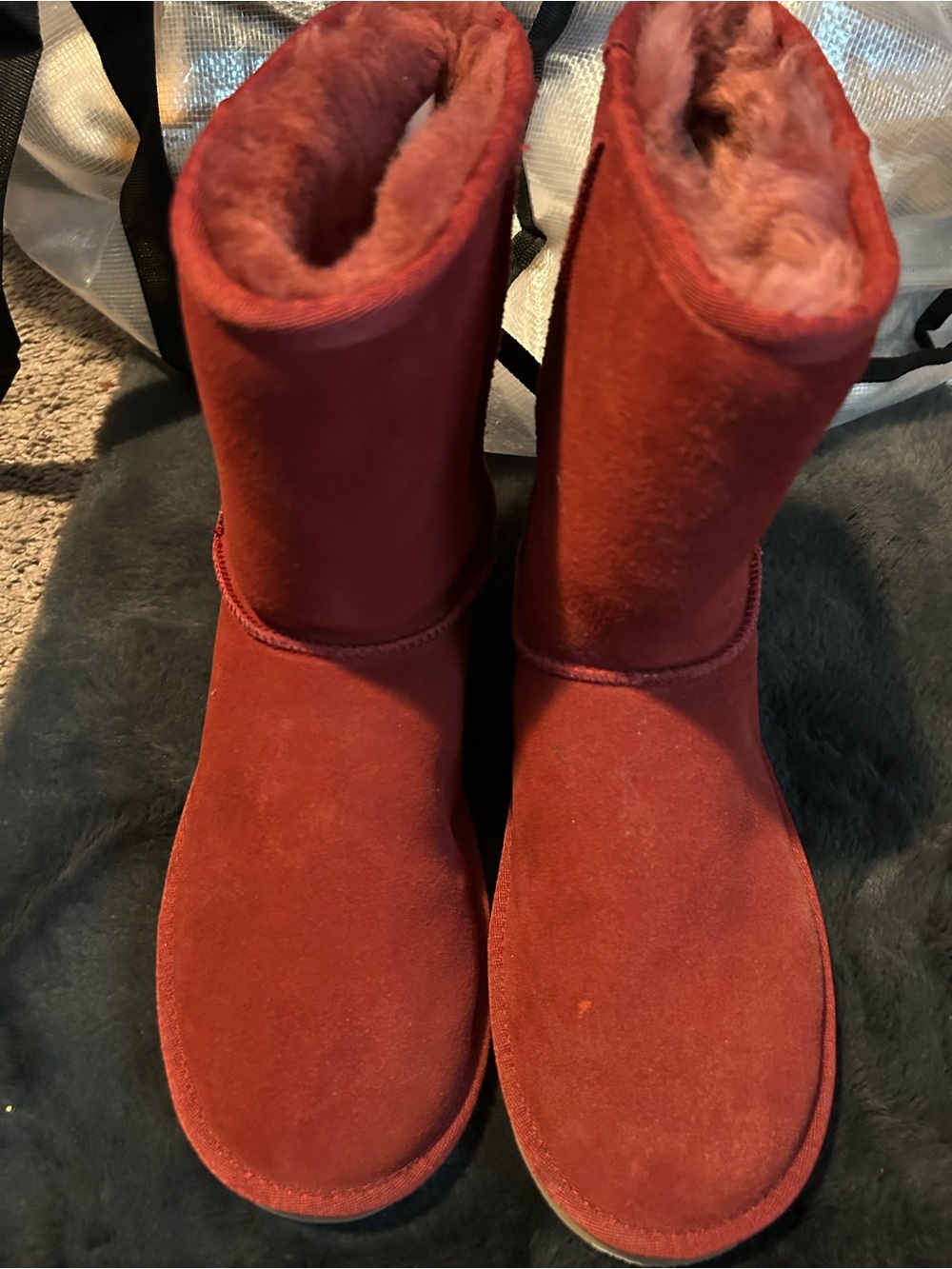 Koolaburra Red Suede Shearling Short Boots